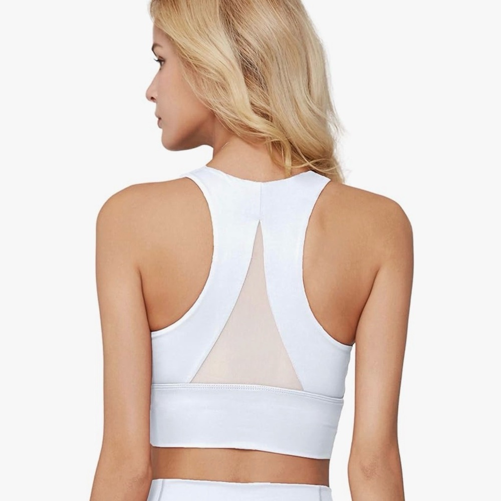 Women's White Racerback Sports Bra